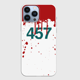 Чехол для iPhone 13 Pro Max с принтом ИГРА В КАЛЬМАРА ПЕРСОНАЖ 457 КРОВЬ в Рязани,  |  | Тематика изображения на принте: 457 | squid game | игра в кальмара | игра в кальмаров | игра на выживание | игрок 457 | игры | кровь | персонаж 457 | сериал | фильм