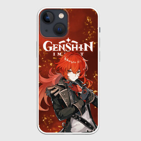 Чехол для iPhone 13 mini с принтом ДИЛЮК ИЗ МОНДШТАДТА в Рязани,  |  | anime | diluc | game | lumin | paimon | pyro | аниме | взрыв | геншин | дилюк | игра | импакт | итэр | люмин | молитва | паймон | пиро | путешественник | тейват