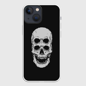 Чехол для iPhone 13 mini с принтом Terrible Skull в Рязани,  |  | Тематика изображения на принте: bone | bones | halloween | horrible | monster | mutant | old | scary | siamese | sinister | skeleton | skull | terrible | twin | близнец | зловещий | кости | кость | монстр | мутант | сиамский | скелет | старый | страшный | ужасный | хэллоуин | череп