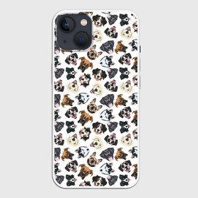 Чехол для iPhone 13 с принтом Разные Породы Собак в Рязани,  |  | Тематика изображения на принте: animal | dog | барбос | бобик | год собаки | друг человека | животное | зверь | ищейка | кинолог | кость | лайка | лапы | пес | собака | собачка | хищник | четвероногий | шарик | щенок