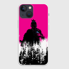 Чехол для iPhone 13 mini с принтом Катана Зеро Самурай | Katana Zero Anime в Рязани,  |  | anime | grunge | japan | pink | аниме | анимэ | гранж | иероглифы | мульт | полосы | потертости | самурай | символ | узоры | япония