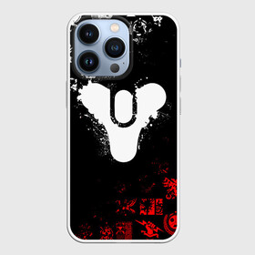 Чехол для iPhone 13 Pro с принтом DESTINY 2 RED  WHITE PATTERN LOGO в Рязани,  |  | bungie | cayde 6 | cyd6 | destiny | destiny 2 | forsaken | gambit | ghost | hunter | light | mara sov | titan | warlock | банги | варлок | габмит | дестини | дестини 2 | зур | кейд | кейд 6 | коро | мара сов | отвергнутые 