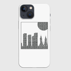 Чехол для iPhone 13 mini с принтом QR Town без фона в Рязани,  |  | lockdown | qrкод | город | коронавирус