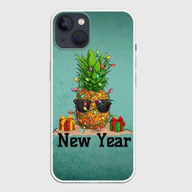 Чехол для iPhone 13 с принтом Праздничный ананас в Рязани,  |  | 2022 | ананас | арт | гирлянды | графика | новый год | фрукт