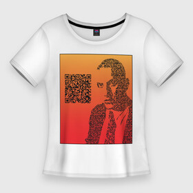 Женская футболка 3D Slim с принтом QR Маяковский в Рязани,  |  | qr код | qrкод | арт | маяковский | поэт | стихи