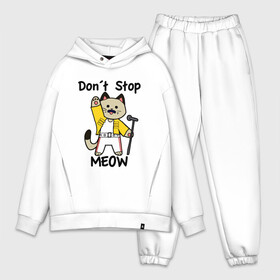 Мужской костюм хлопок OVERSIZE с принтом DONT STOP MEOW   QUEEN в Рязани,  |  | dont stop meow | freddie mercury | meow | music | queen | квин | кот | музыка | не останавливайте | поющий кот | рок группа | фредди меркьюри
