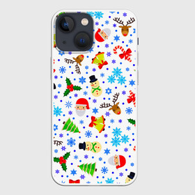 Чехол для iPhone 13 mini с принтом Новогодний   Рождественский узор в Рязани,  |  | christmas | deer | happy new year | merry christmas | new year | snowflakes | snowman | winter | дед мороз | елка | зима | зимний орнамент | зимний узор | колпак новогодний | новогодние олени | новогодний узор | новый год | олени