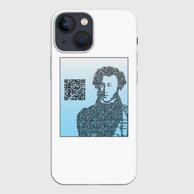Чехол для iPhone 13 mini с принтом QR   Пушкин в Рязани,  |  | lockdown | qr код | литература | портрет | поэт | пушкин