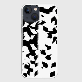 Чехол для iPhone 13 mini с принтом черно белый камуфляж в Рязани,  |  | белый | камуфляж | листва | разложение | черный