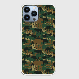 Чехол для iPhone 13 Pro Max с принтом Звери (камуфляж) в Рязани,  |  | animals | camouflage | hunter | hunting | military | zoo | волк | дикая природа | егерь | животные | звери | зоопарк | камуфляж | лес | лиса | лось | медведь | милитари | олень | оружие | охота | охота на волка | охота на зайца