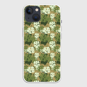 Чехол для iPhone 13 с принтом Силуэты Черепов (камуфляж) в Рязани,  |  | camouflage | death | military | pirate | skeleton | skull | zombie | адамова голова | зомби | камуфляж | кладбище | мертвец | милитари | могила | мумия | навь | пират | скелет | страшные | ужас | череп | череп и кости | черепок