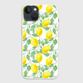 Чехол для iPhone 13 с принтом Лимоны 3d в Рязани,  |  | 3d | background | branches | citrus | flowers | lemon | lemon tree | lemons | pattern | plant | tree | yellow | ветви | дерево | желтый | лимон | лимонное дерево | лимоны | листья | паттерн | растение | фон | цветы | цитрусы