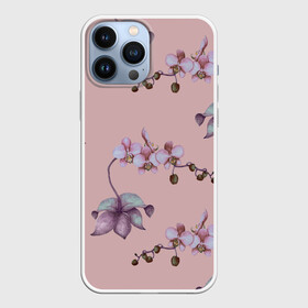 Чехол для iPhone 13 Pro Max с принтом Розовые орхидеи на розовом фоне в Рязани,  |  | 8 марта | flowers | march 8 | spring | ботаническая иллюстрация | весна | день рождения | лето | любовь | орхидея | праздник | принт | природа | растения | розовый | цветы