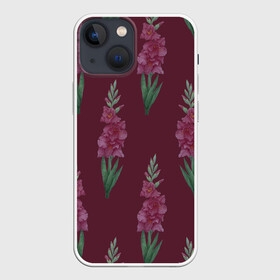 Чехол для iPhone 13 mini с принтом Бардовые гладиолусы в Рязани,  |  | 8 марта | flowers | march 8 | spring | бардовый | ботаническая иллюстрация | весна | гладиолусы | день рождения | зеленый | красный | лето | любовь | праздник | принт | природа | растения | цветы