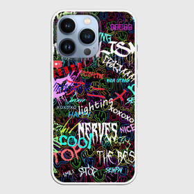 Чехол для iPhone 13 Pro с принтом neon graffiti | Smile в Рязани,  |  | bright | graffiti | inscriptions | neon | smile | абстракция | граффити | надписи | неон | смайлы