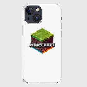 Чехол для iPhone 13 mini с принтом Minecraft кубик в Рязани,  |  | minecraft | дизайн | друзьям | игры | майнкрафт