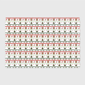 Магнитный плакат 3Х2 с принтом узор новогодний Бело-красно-зеленый в Рязани, Полимерный материал с магнитным слоем | 6 деталей размером 9*9 см | Тематика изображения на принте: deer | new year | елка | колокольчики | новый год | олень | растение | снежинка | узор