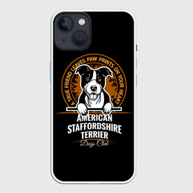 Чехол для iPhone 13 с принтом Американский Стаффордширский Терьер в Рязани,  |  | amstaff | boxer | bull terrier | fighting dog | pit bull terrier | terrier | амстафф | бойцовская собака | бойцовский пес | боксер | бультерьер | волкодав | друг ч | кинолог | пес | питбультерьер | собака