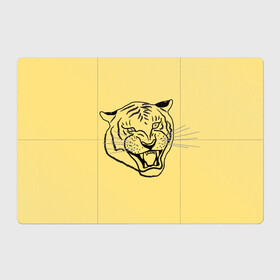 Магнитный плакат 3Х2 с принтом тигр на золотом фоне в Рязани, Полимерный материал с магнитным слоем | 6 деталей размером 9*9 см | art line | chinese calendar | contour | golden | head | mascot | muzzle | new year | symbol | tiger | year of the tiger | арт лайн | год тигра | голова | золотой | китайский календарь | контур | новогодний | новый год | символ | талисман | тигр