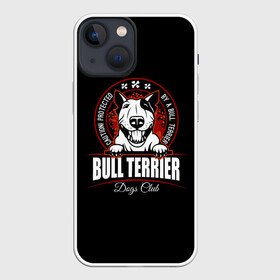 Чехол для iPhone 13 mini с принтом Бультерьер (Bull Terrier) в Рязани,  |  | Тематика изображения на принте: bull terrier | bulldog | dog | fighting dog | pit bull | terrier | бойцовская собака | бульдог | бультерьер | год собаки | друг человека | животное | зверь | кинолог | кость | пёс | питбуль | порода собак | собака