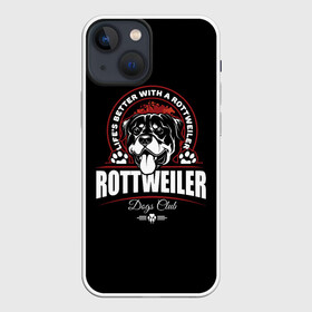 Чехол для iPhone 13 mini с принтом Ротвейлер (Rottweiler) в Рязани,  |  | animal | dog | fighting dog | rottweiler | бойцовская собака | год собаки | друг человека | животное | зверь | кинолог | пёс | порода собак | ротвейлер | собака ротвейлер | собаковод | хищник | четвероногий
