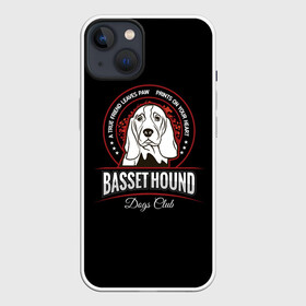 Чехол для iPhone 13 с принтом Бассет Хаунд (Basset Hound) в Рязани,  |  | animal | dog | hunter | бассет хаунд | год собаки | гончая собака | друг человека | животное | зверь | кинолог | легавая | охотник | охотничья собака | пёс | порода собак | собака бассет хаунд | собаковод
