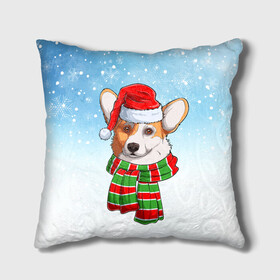 Подушка 3D с принтом Новогодний Корги   New Years Corgi в Рязани, наволочка – 100% полиэстер, наполнитель – холлофайбер (легкий наполнитель, не вызывает аллергию). | состоит из подушки и наволочки. Наволочка на молнии, легко снимается для стирки | Тематика изображения на принте: christmas | corgi | dog | santa | дед мороз | елка | зима | корги | новый год | рождество | санта | снег | снегурочка | снежинка | собака | собачка | щенок