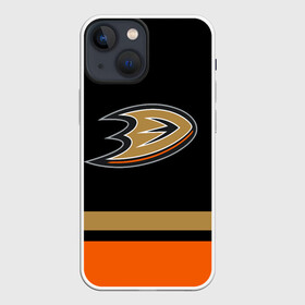 Чехол для iPhone 13 mini с принтом Anaheim Ducks | Анахайм Дакс в Рязани,  |  | Тематика изображения на принте: anahaim ducks | anaheim | anaheim ducks | ducks | hockey | mighty ducks | nhl | usa | дакс | могучие утята | нхл | спорт | сша | хоккей | шайба