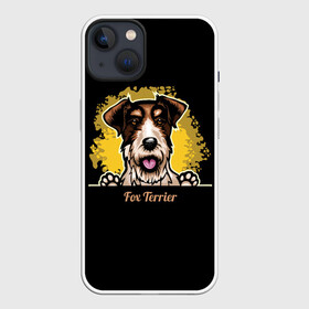 Чехол для iPhone 13 с принтом Фокстерьер (Fox terrier) в Рязани,  |  | Тематика изображения на принте: animal | dog | fox terrier | hunting dog | terrier | год собаки | друг человека | животное | зверь | кинолог | охотничья собака | пёс | пёсик | порода собак | собака | собака фокстерьер | собаковод | терьер | фокстерьер