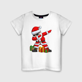 Детская футболка хлопок с принтом Санта Даб   Santa Dab в Рязани, 100% хлопок | круглый вырез горловины, полуприлегающий силуэт, длина до линии бедер | christmas | dab | dabbing | santa | дед мороз | елка | зима | новый год | подарок | рождество | санта | снег | снегурочка | снежинка