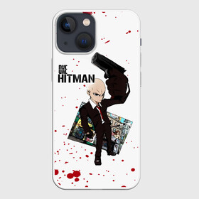 Чехол для iPhone 13 mini с принтом ONE HITMAN в Рязани,  |  | hagemanto | hitman | one punch man | one punchman | onepunchman | saitama | sensei | агент 47 | аниме | ван панч мен | ванпанчмен | лысый плащ | манга | сайтама | сильнейший человек | учитель | хитман | человек одинудар | человек одного у