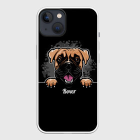 Чехол для iPhone 13 с принтом Боксёр (Boxer) в Рязани,  |  | animal | boxer | bulldog | dog | fighting dog | pit bull | бойцовская собака | боксёр | бульдог | год собаки | друг человека | животное | кинолог | немецкий боксёр | пёс | питбуль | порода собак | собака боксёр | собаковод
