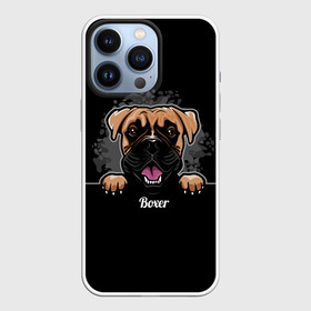 Чехол для iPhone 13 Pro с принтом Боксёр (Boxer) в Рязани,  |  | animal | boxer | bulldog | dog | fighting dog | pit bull | бойцовская собака | боксёр | бульдог | год собаки | друг человека | животное | кинолог | немецкий боксёр | пёс | питбуль | порода собак | собака боксёр | собаковод