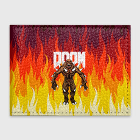 Обложка для студенческого билета с принтом DOOM IMP | FIRE AND MONSTER в Рязани, натуральная кожа | Размер: 11*8 см; Печать на всей внешней стороне | Тематика изображения на принте: demons | devil | doom | doom eternal | doom slayer | fire | hell | imp | ад | демон | демоны | дум | имп | огонь | фаер