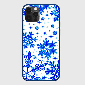 Чехол для iPhone 12 Pro Max с принтом Белая Зима в Рязани, Силикон |  | christmas | cold | happy new year | ice | merry christmas | new year | snow | snowflakes | winter | голубые снежинки | декабрь | зима | зимний орнамент | зимний узор | кристаллы | новогодний принт | новый год | подарок | природа | рождество