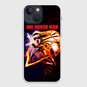 Чехол для iPhone 13 mini с принтом Молниеносный удар Сайтамы One Punch Man в Рязани,  |  | hagemanto | one punch man | one punchman | onepunchman | saitama | sensei | аниме | ван панч мен | ванпанчмен | лысый плащ | манга | сайтама | сильнейший человек | учитель | человек одинудар | человек одного удара