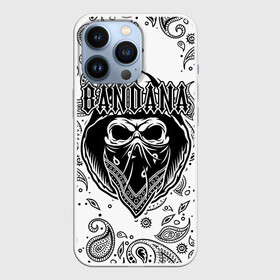 Чехол для iPhone 13 Pro с принтом BANDANA (SCULL) в Рязани,  |  | Тематика изображения на принте: bandana | bbt | big baby tape | kizaru | rap | trap | бандана | ббт | биг бейби тейп | кизару | реп | треп