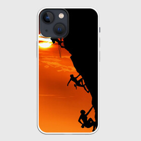 Чехол для iPhone 13 mini с принтом СКАЛОЛАЗЫ В ЗАКАТЕ в Рязани,  |  | mounting | shadow | sun | альпинизм | горы | закат | природа | скалолаз | солнце | спорт | тень