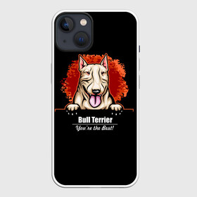 Чехол для iPhone 13 с принтом Собака Бультерьер в Рязани,  |  | bull terrier | bulldog | dog | fighting dog | pit bull | terrier | бойцовская собака | бульдог | бультерьер | год собаки | друг человека | животное | зверь | кинолог | кость | пёс | питбуль | порода собак | собака