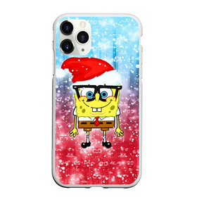 Чехол для iPhone 11 Pro матовый с принтом Новогодний Спанч Боб в Рязани, Силикон |  | sponge bob | spongebob | губка боб | квадратные штаны | мультфильм | новый год | рождество | санта | сквэр пэнтс | снег | снежинка | спанч боб