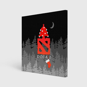 Холст квадратный с принтом Dota 2  С Новым годом в Рязани, 100% ПВХ |  | christmas | dota 2 | fir forest | happy new year | logo | moon | multiplayer | night | pc game | tree with balls | ёлка с шариками | еловый лес | компьютерная игра | логотип | луна | многопользовательская | ночь | рождество | с новым годом