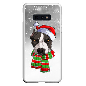 Чехол для Samsung S10E с принтом Новогодний Питбуль   New Years Pit bull в Рязани, Силикон | Область печати: задняя сторона чехла, без боковых панелей | Тематика изображения на принте: christmas | dog | pit bull | santa | дед мороз | зима | новый год | питбуль | рождество | санта | снег | снежинка | собака | собачка | щенок