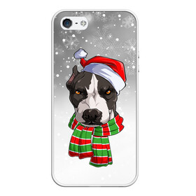 Чехол для iPhone 5/5S матовый с принтом Новогодний Питбуль   New Years Pit bull в Рязани, Силикон | Область печати: задняя сторона чехла, без боковых панелей | christmas | dog | pit bull | santa | дед мороз | зима | новый год | питбуль | рождество | санта | снег | снежинка | собака | собачка | щенок