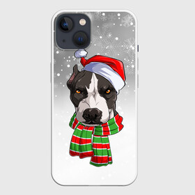 Чехол для iPhone 13 с принтом Новогодний Питбуль   New Years Pit bull в Рязани,  |  | christmas | dog | pit bull | santa | дед мороз | зима | новый год | питбуль | рождество | санта | снег | снежинка | собака | собачка | щенок