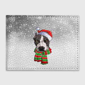 Обложка для студенческого билета с принтом Новогодний Питбуль   New Years Pit bull в Рязани, натуральная кожа | Размер: 11*8 см; Печать на всей внешней стороне | Тематика изображения на принте: christmas | dog | pit bull | santa | дед мороз | зима | новый год | питбуль | рождество | санта | снег | снежинка | собака | собачка | щенок