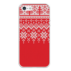 Чехол для iPhone 5/5S матовый с принтом Knitted Pattern в Рязани, Силикон | Область печати: задняя сторона чехла, без боковых панелей | background | christmas | holiday | knitted | knitted pattern | pattern | snow | trees | winter | вязаный | вязаный узор | елки | зима | праздник | рождество | снег | узор | фон