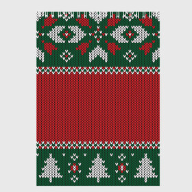 Скетчбук с принтом Knitted Christmas Pattern в Рязани, 100% бумага
 | 48 листов, плотность листов — 100 г/м2, плотность картонной обложки — 250 г/м2. Листы скреплены сверху удобной пружинной спиралью | background | christmas | holiday | knitted | knitted pattern | pattern | trees | winter | вязаный | вязаный узор | елки | зима | праздник | рождество | узор | фон