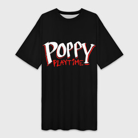 Платье-футболка 3D с принтом POPPY PLAYTIME LOGO в Рязани,  |  | poppy playtime | игра | лого | логотип | монстр | плэйтайм | попи плей тайм | попи плэй тайм | попиплейтам | попиплэйтайм | поппи плейтайм | поппиплэйтайм | хагги вагги | хаги ваги | хоррор