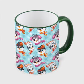 Кружка с полной запечаткой с принтом Пингвины Новый год в Рязани, керамика | ёмкость 330 мл | 2022 | год тигра | новый год | новый год 2022 | символ года | тигр | тигренок | тигрица | тигры