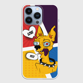 Чехол для iPhone 13 Pro с принтом Comics Пес Dog Love Yes в Рязани,  |  | comics | dog | pop art | собака | чихуахуа | яркий